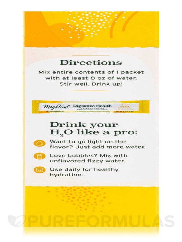 Digestive Health Water Enhancer: Lemon Ginger - 10 Packets - Alternate View 9