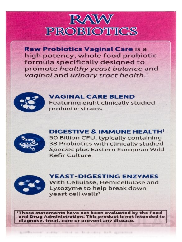 Raw Probiotics Vaginal Care 50 Billion - 30 Vegetarian Capsules - Alternate View 9