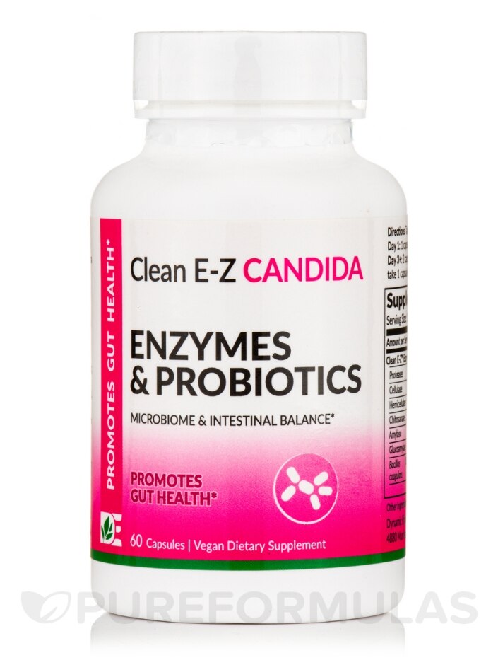 Clean E-Z Candida - Enzymes & Probiotics - 60 Capsules - Dynamic Enzymes |  PureFormulas