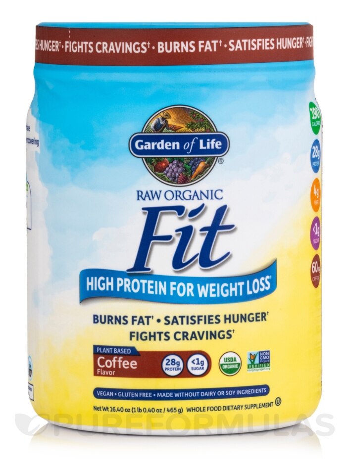 Raw Organic Fit High Protein Powder, Coffee - 16 oz (454 Grams) - Garden of  Life | PureFormulas