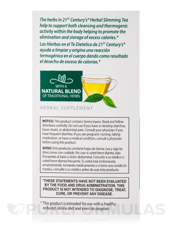 Herbal Slimming Tea, Green Tea - 24 Tea Bags - 21st Century | PureFormulas