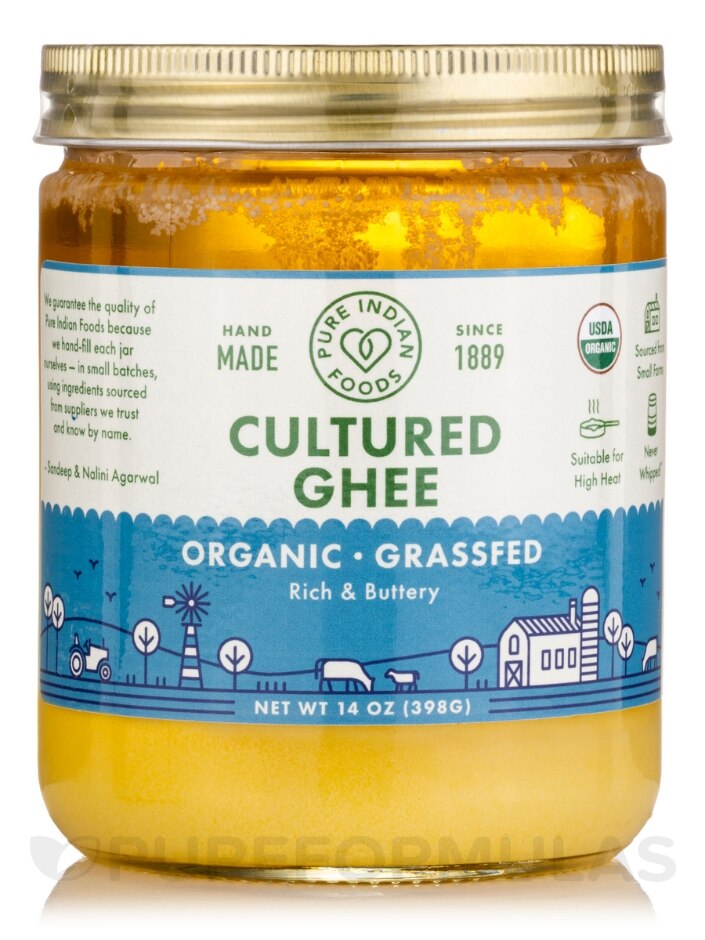 Cultured Ghee, Grassfed & Certified Organic - 14 oz (398 Grams