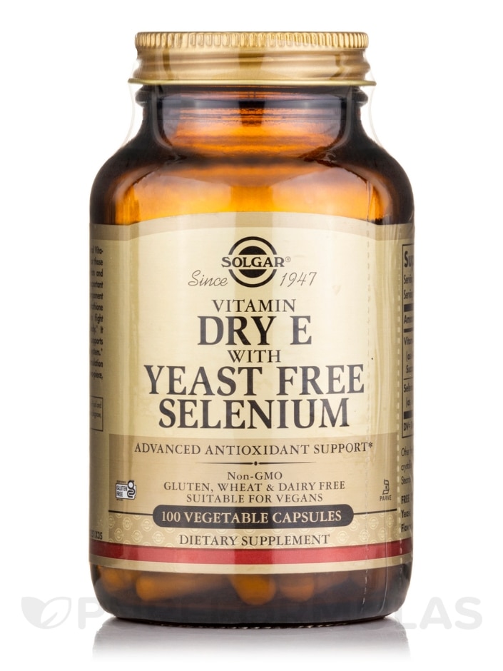 Dry Vitamin E with Yeast-Free Selenium - 100 Vegetable Capsules - Solgar  Vitamin and Herb | PureFormulas