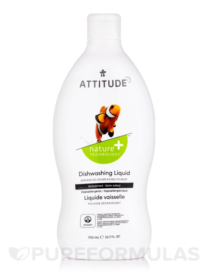 Dishwashing Liquid - Unscented - 23.7 fl. oz (700 ml) - ATTITUDE |  PureFormulas