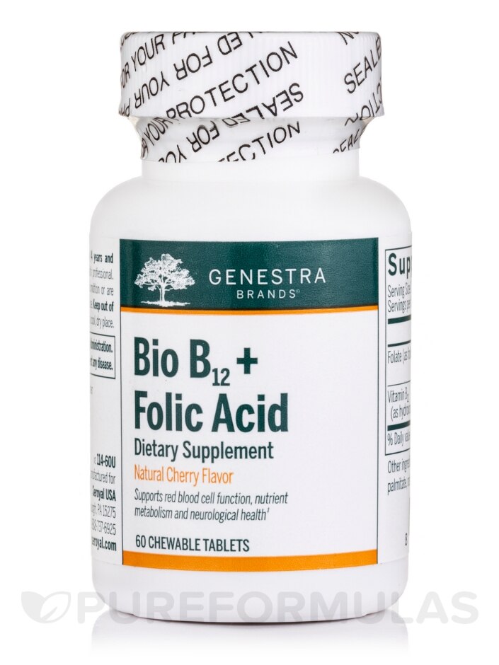 Bio B12 + Folic Acid - 60 Chewable Tablets - Genestra | PureFormulas