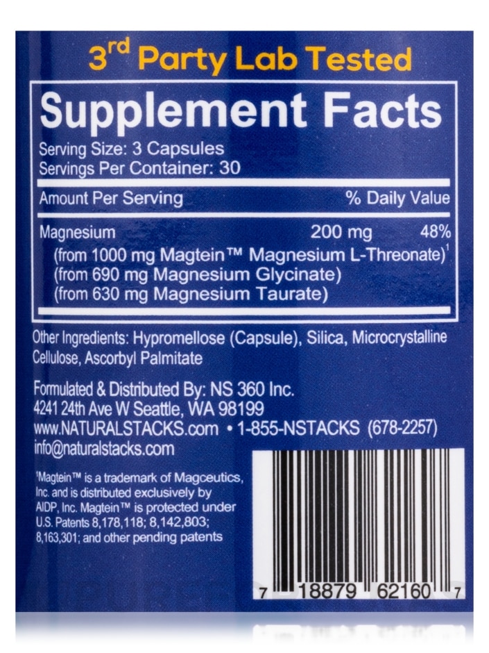  Natural Stacks MagTech Magnesium Supplement - Magtein