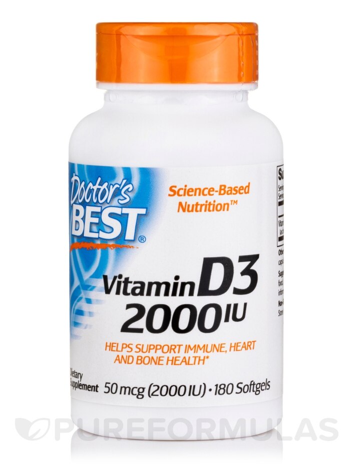 Vitamin D3 2000 IU - 180 Softgels - Doctor's Best | PureFormulas