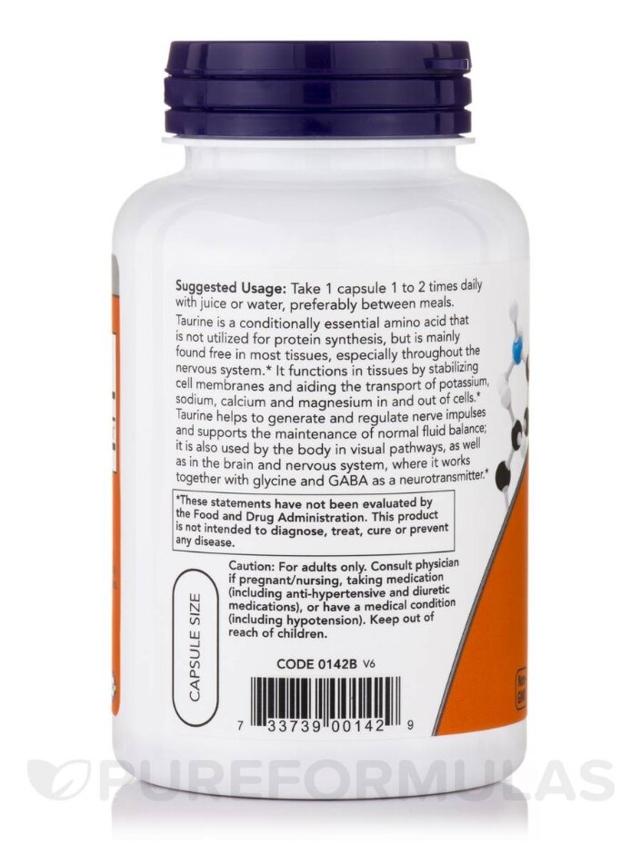Taurine 1000 mg - NOW | PureFormulas