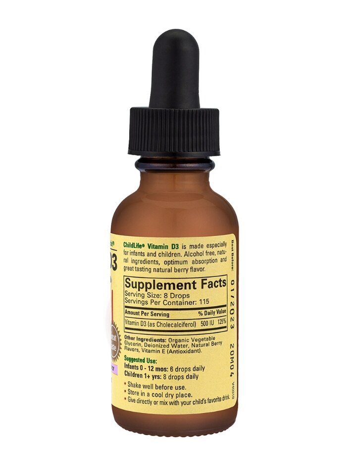 Vitamin D3 Mixed Berry Flavor - 1 fl. oz (29.6 ml) - ChildLife Essentials |  PureFormulas