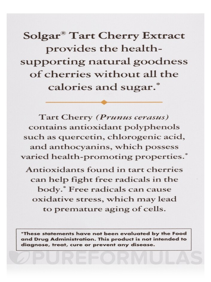 Tart Cherry 1000 mg - 90 Vegetable Capsules - Solgar Vitamin and Herb |  PureFormulas
