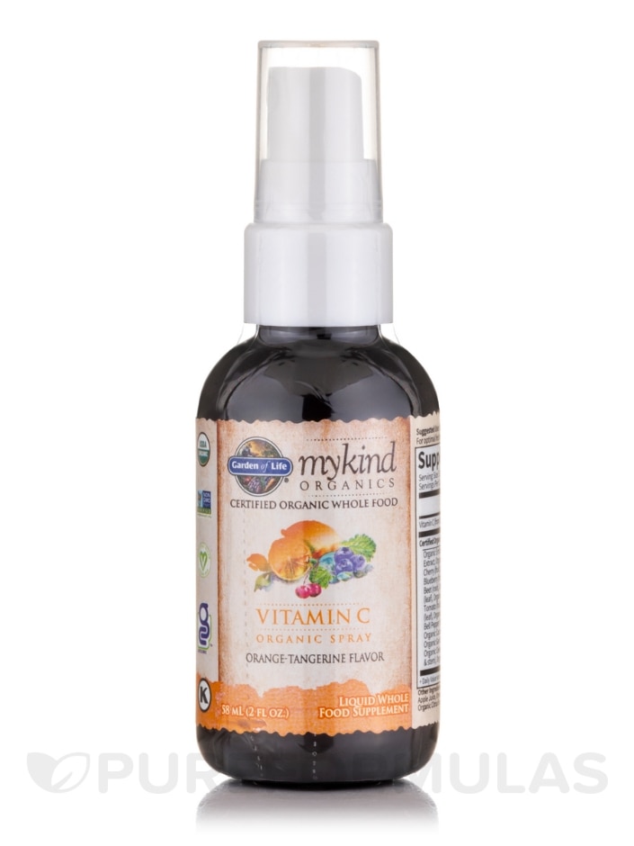 mykind Organics Vitamin C Organic Spray, Orange-Tangerine - 2 oz (58 ml) -  Garden of Life | PureFormulas