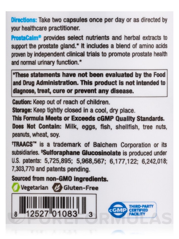 ProstaCalm® - 60 Vegetable Capsules - NuMedica | PureFormulas