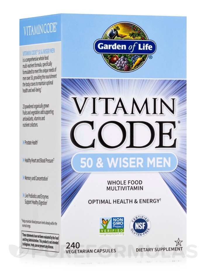 Vitamin Code® - 50 & Wiser Men - 240 Vegetarian Capsules - Garden of Life |  PureFormulas
