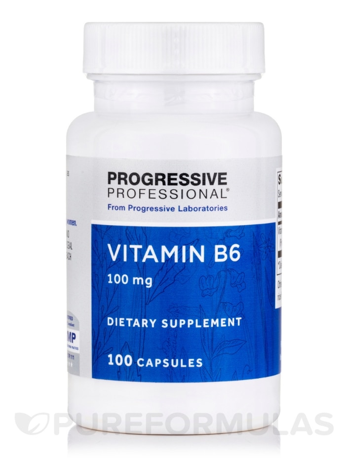 Vitamin B-6 100 mg - 100 Capsules - Progressive Labs | PureFormulas