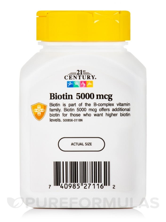 Biotin 5000 mcg - 110 Capsules - 21st Century | PureFormulas