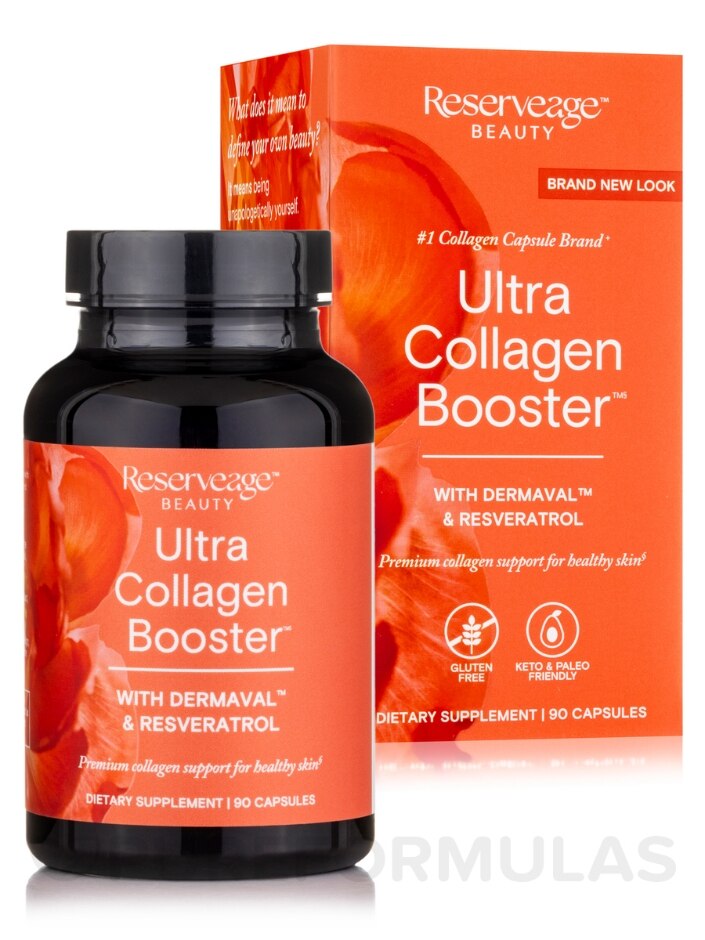 Ultra Collagen Booster™ with Dermaval™ & Resveratrol - 90 Capsules -  Reserveage Beauty | PureFormulas