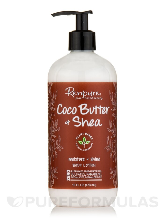 Coco Butter & Shea Moisture + Shine Body Lotion - 16 fl. oz (473 ml) -  Renpure | PureFormulas