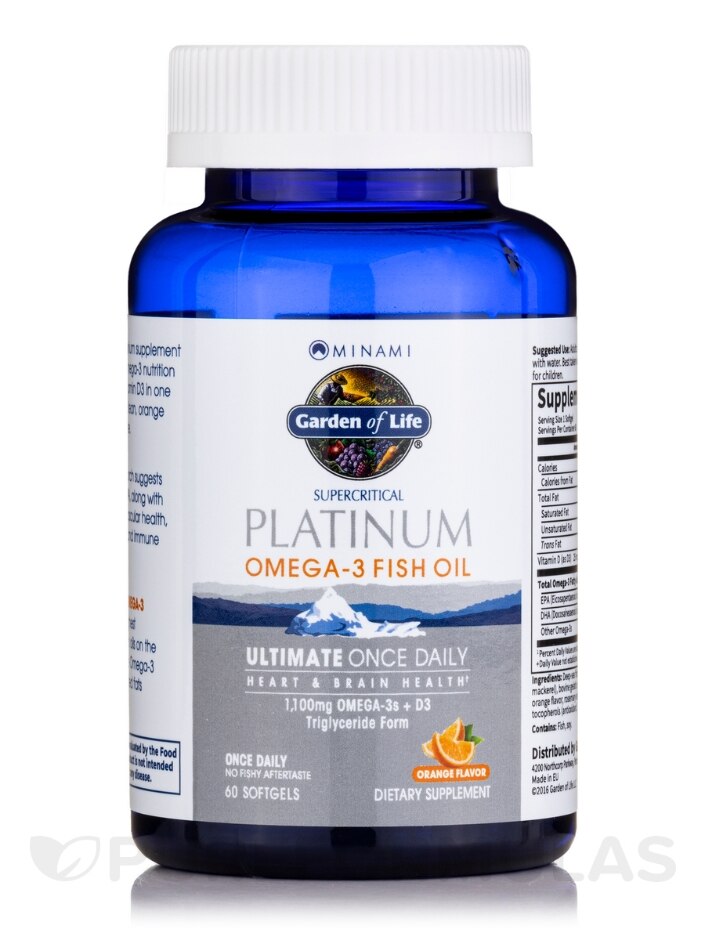 Minami Supercritical Platinum Omega-3 Fish Oil, Orange Flavor - 60 Softgels  - Garden of Life | PureFormulas