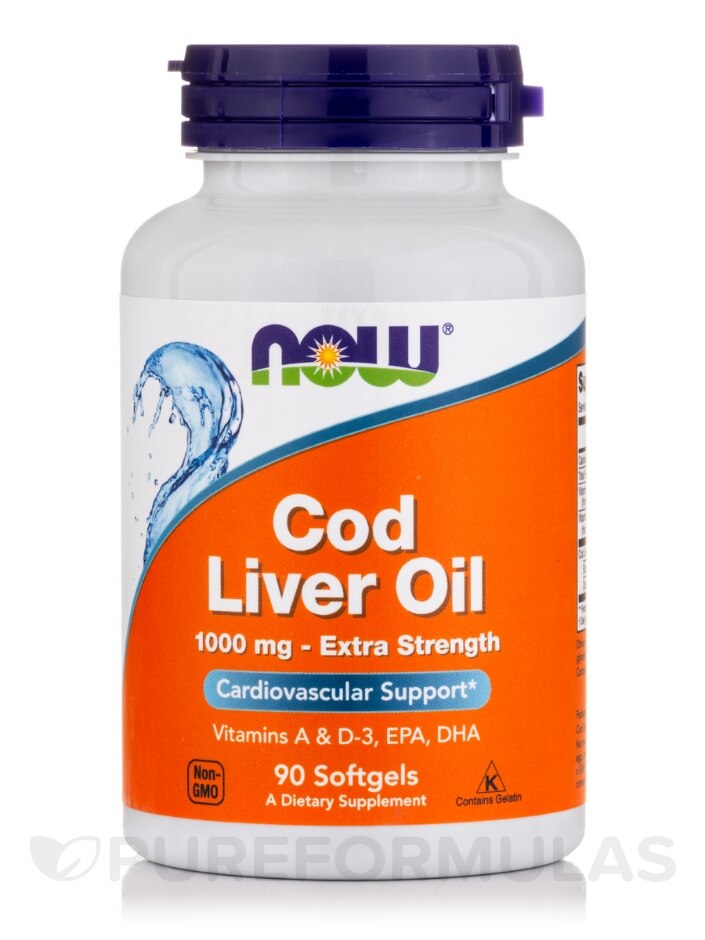 Cod Liver Oil Extra Strength 1,000 mg - NOW | PureFormulas
