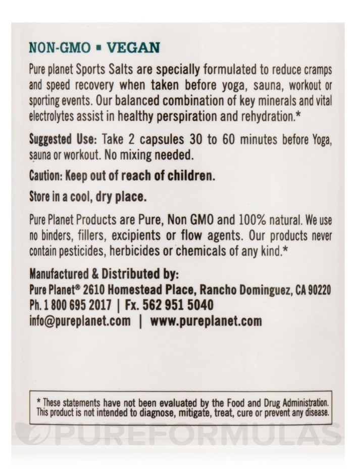 Sports Salts - 90 Vegetarian Capsules - Pure Planet | PureFormulas