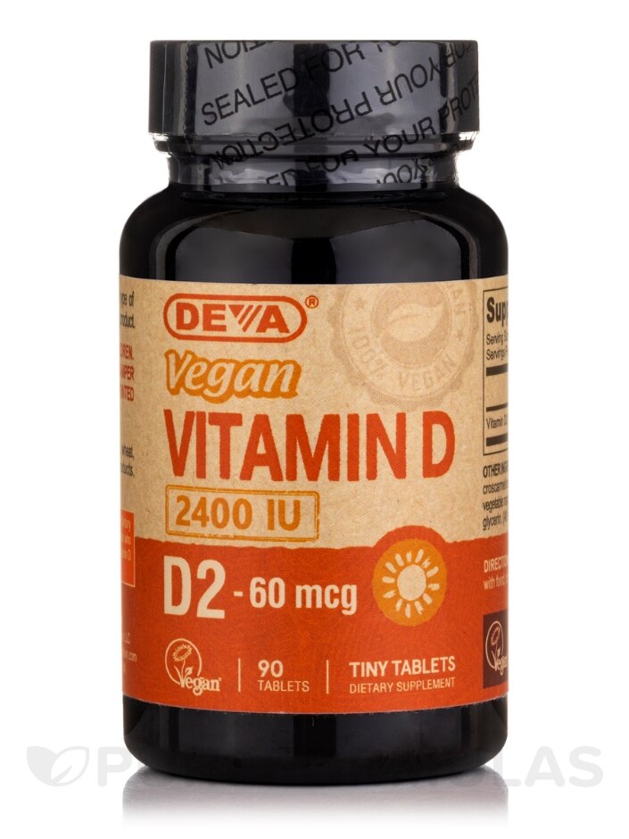 Vegan Vitamin D2 2400 IU (60 mcg) - 90 Tablets - DEVA Nutrition |  PureFormulas