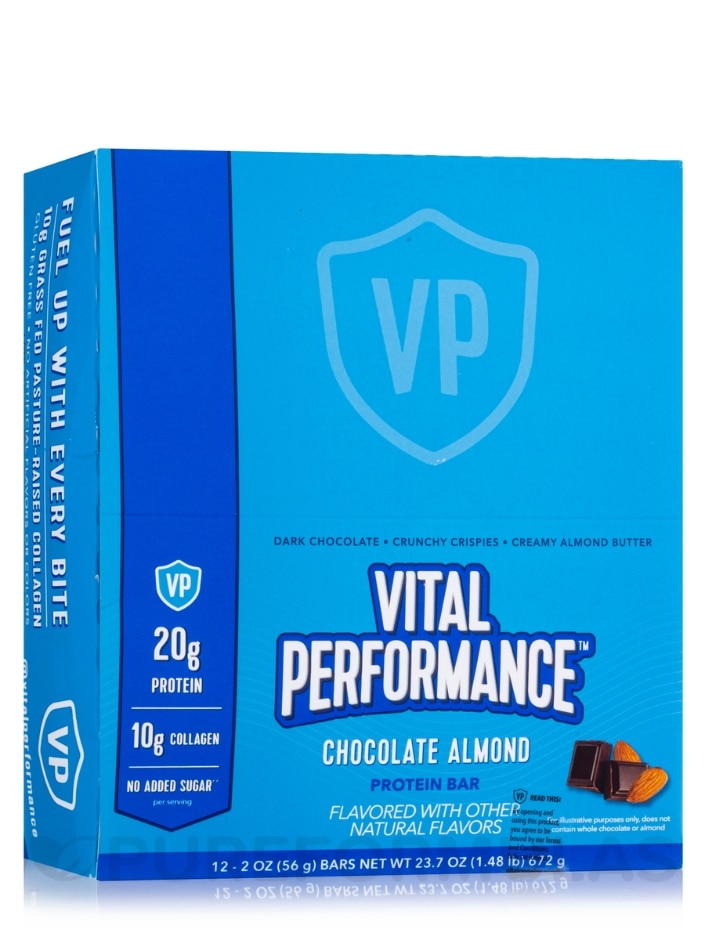 Vital Performance™ Protein Bar, Chocolate Almond Flavor - 12 Bars (1.94 oz  / 55 g each) - Vital Proteins | PureFormulas
