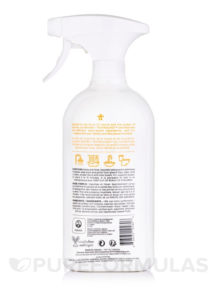 Attitude Hypoallergenic Daily Shower Cleaner, Citrus Zest - 27.1 fl oz bottle