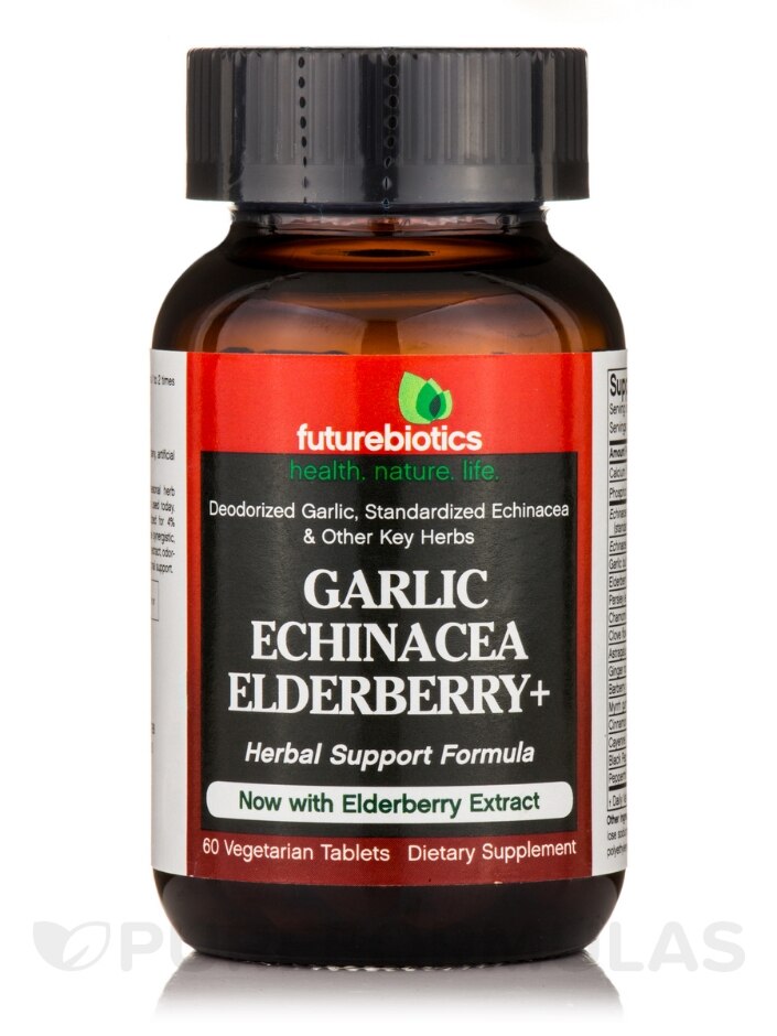 Garlic Echinacea Elderberry+ - 60 Vegetarian Tablets - Futurebiotics |  PureFormulas