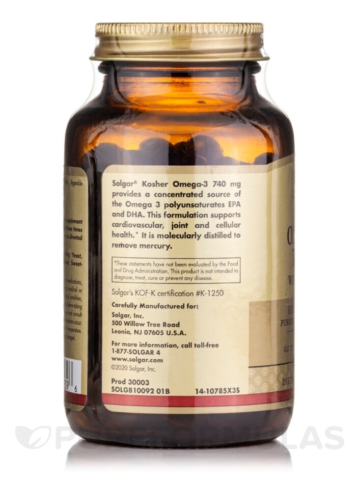 Kosher Omega-3 675 mg - 50 Softgels - Solgar Vitamin and Herb | PureFormulas