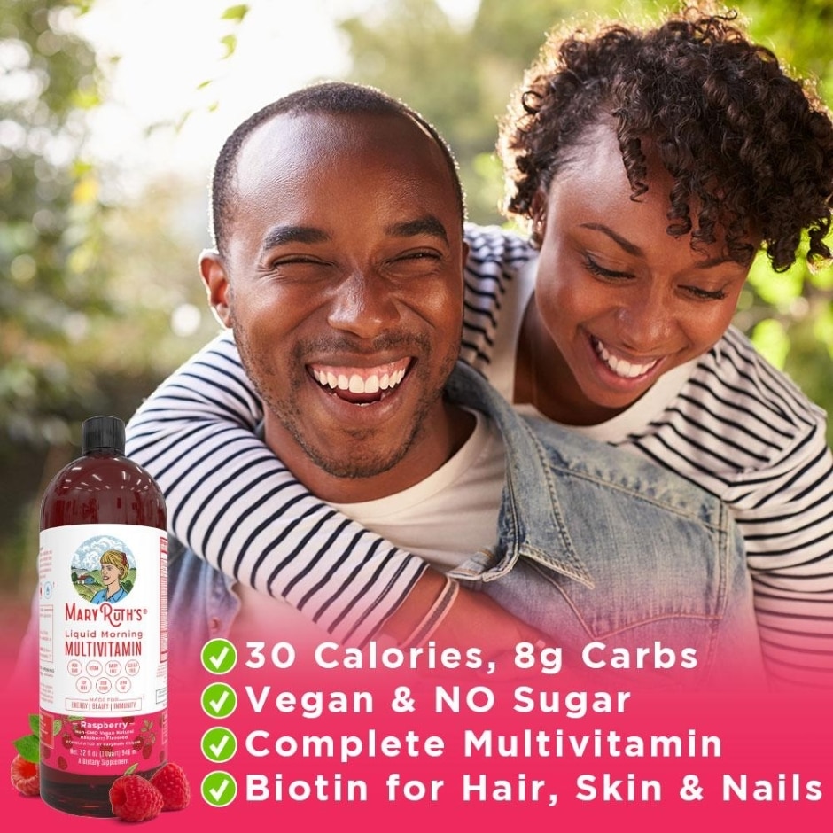 Liquid Morning Multivitamin, Raspberry Flavored - 32 fl. oz (946 ml) -  MaryRuth Organics | PureFormulas