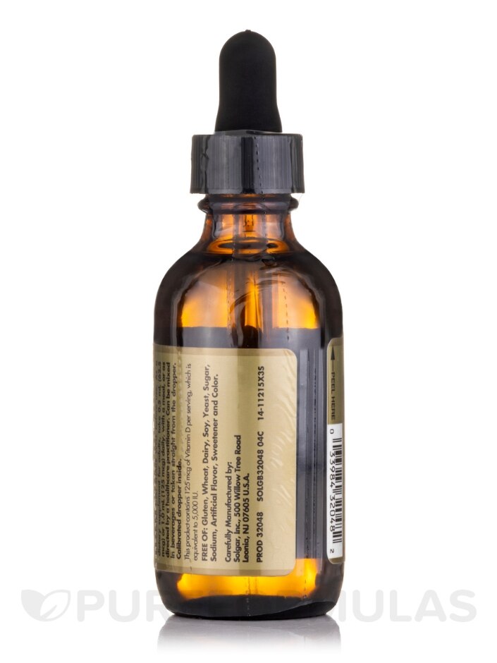 Liquid Vitamin D3 (Cholecalciferol) Natural Orange Flavor 5000 IU - 2 fl.  oz (59 ml) - Solgar Vitamin and Herb | PureFormulas