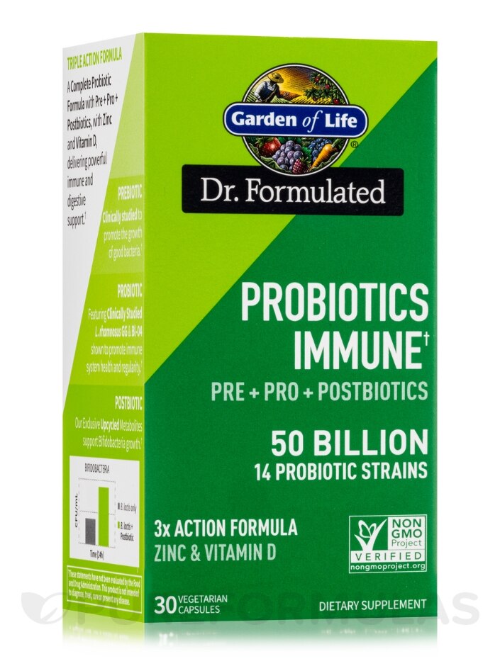 Dr. Formulated Probiotics Immune 50 Billion - 30 Vegetarian Capsules -  Garden of Life | PureFormulas