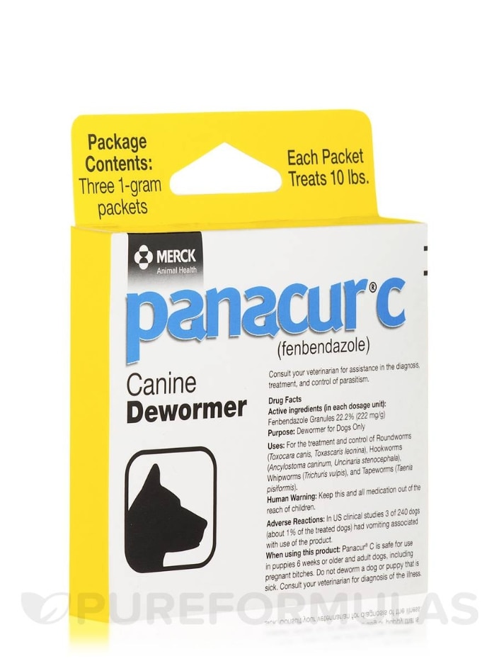 Panacur® C (fenbendazole) Canine Dewormer (Treats 10 lbs) - Box of 3  Packets (1 Gram each) - Panacur C | PureFormulas