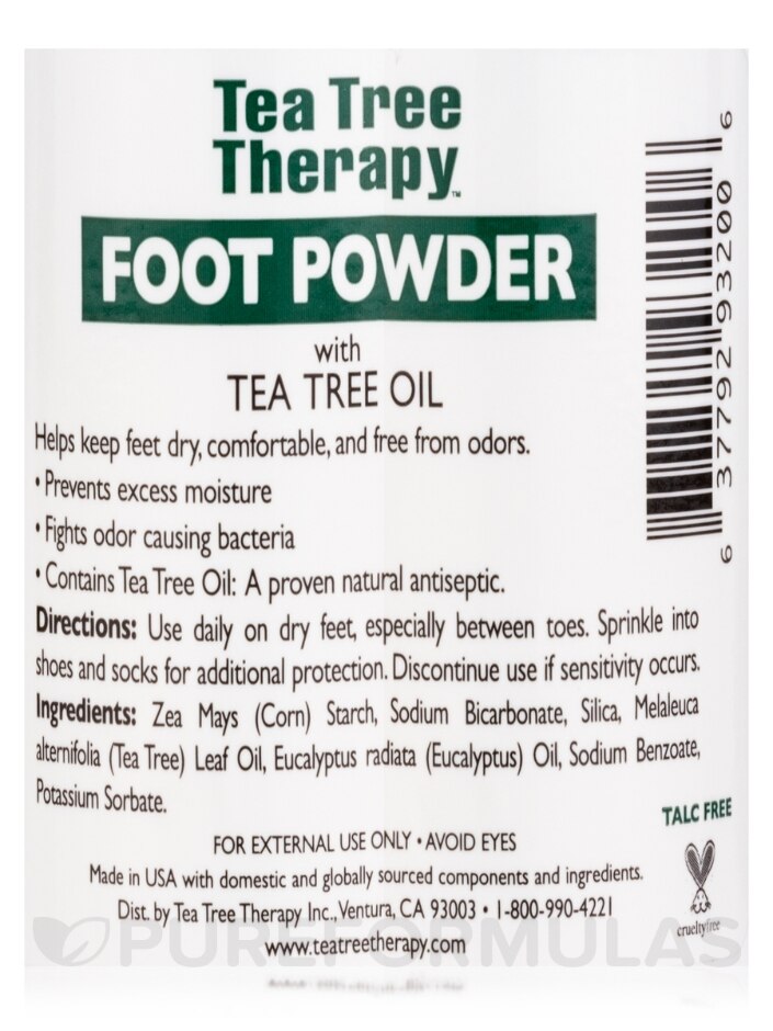 Antiseptic Foot Powder - Unscented - 3 oz (85 Grams) - Tea Tree Therapy |  PureFormulas