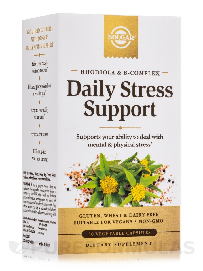 Daily Stress Support - 30 Vegetable Capsules - Solgar Vitamin and Herb |  PureFormulas