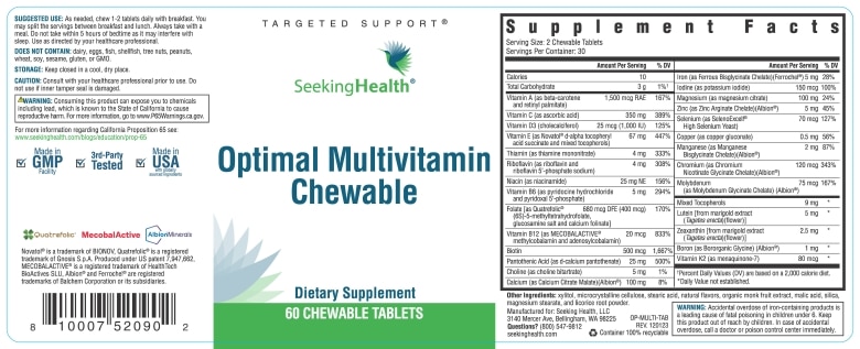 Optimal Multivitamin - 60 Chewable Tablets - Alternate View 3