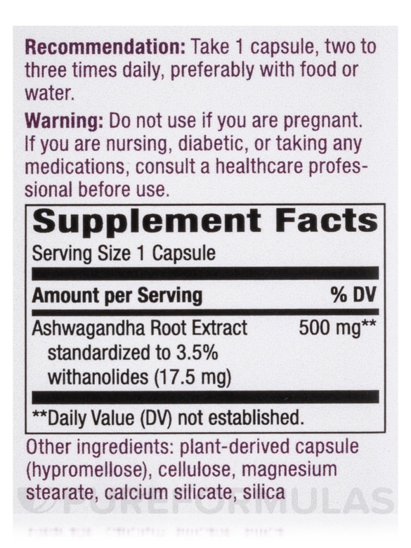 Ashwagandha 500 mg - 60 Vegan Capsules - Alternate View 4