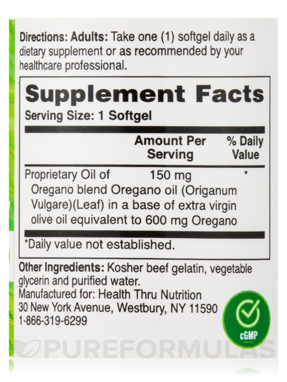 Oil of Oregano 150 mg - 120 Softgels - Alternate View 3