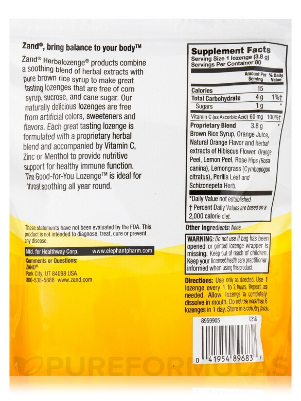 HerbaLozenge® Orange C (Zesty Orange Natural Flavor) - 80 Lozenges - Alternate View 2