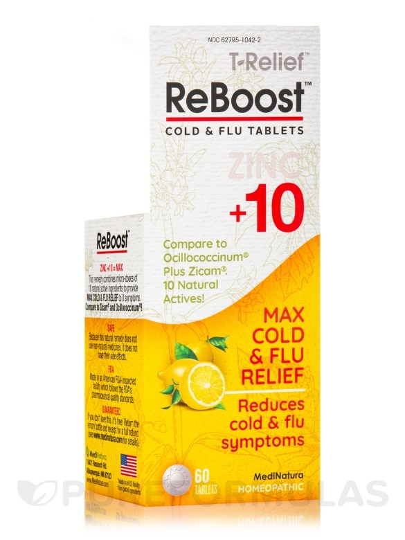T-Relief™ Zinc +10 Cold & Flu Lemon Tablets - 60 Tablets