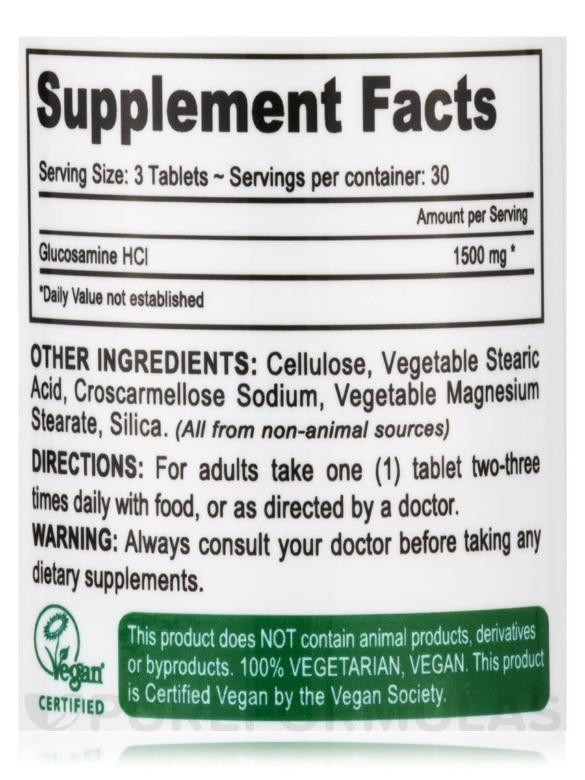 Vegan Glucosamine 500 mg - 90 Tablets - Alternate View 3