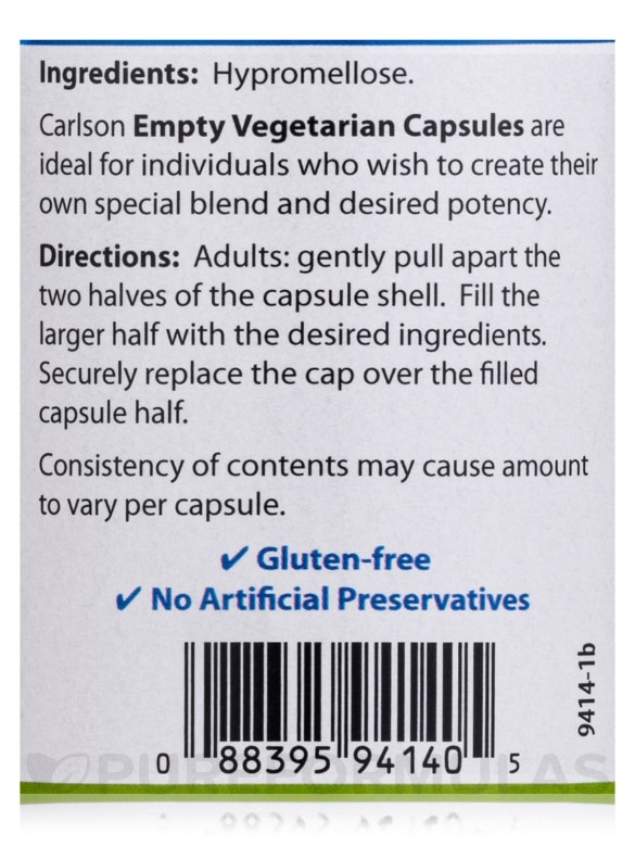 Empty Vegetarian Capsules (#1 - Medium) - 200 Empty Capsules - Alternate View 4