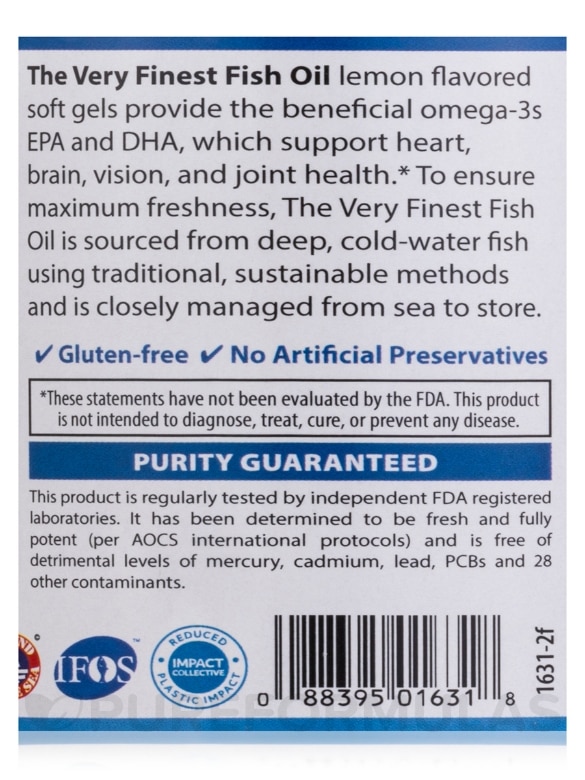The Very Finest Fish Oil 700 mg, Natural Lemon Flavor - 120 Soft Gels - Alternate View 4