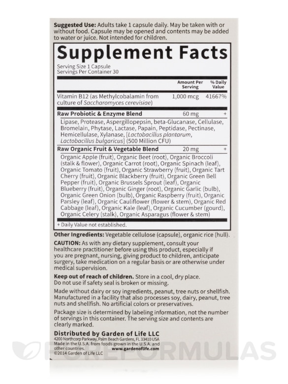 Vitamin Code® - Raw Vitamin B12 - 30 Vegan Capsules - Alternate View 4