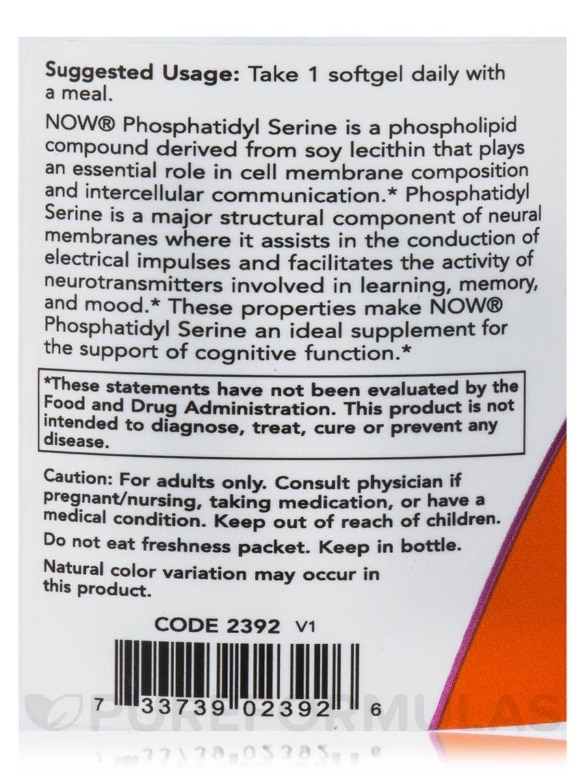 Extra Strength Phosphatidyl Serine 300 mg - 50 Softgels - Alternate View 4