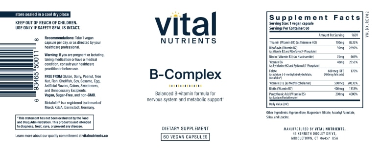 B-Complex - 60 Vegetarian Capsules - Alternate View 4