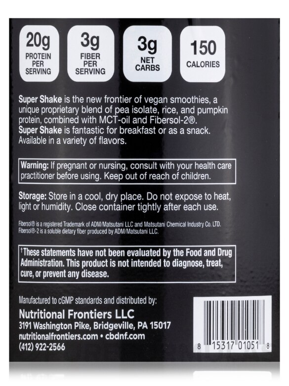 Super Shake Peanut Butter Vegan Powder - 30 Servings (2.2 lbs / 996 Grams) - Alternate View 4