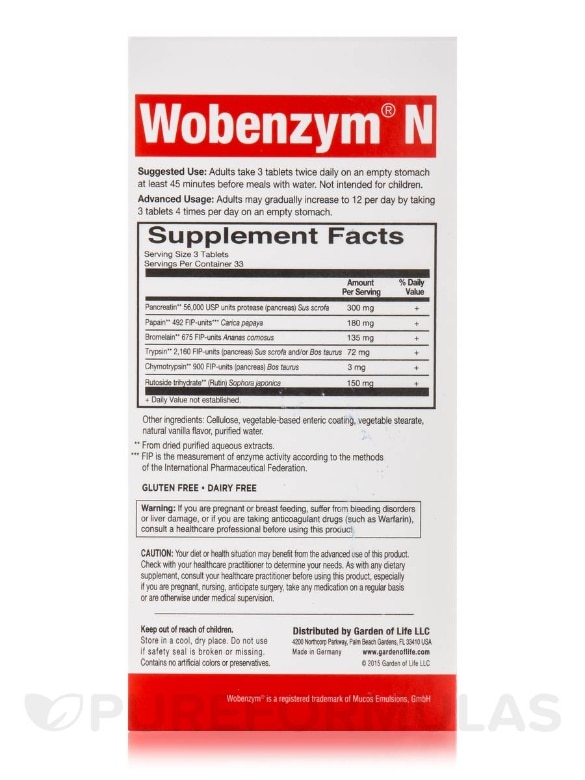 Wobenzym® N - 100 Enteric-Coated Tablets - Alternate View 2