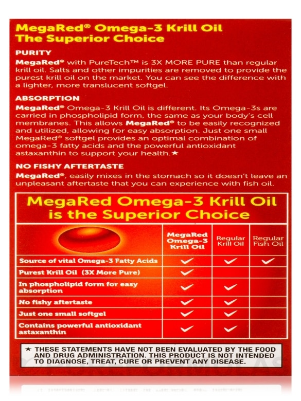 MegaRed Superior Omega-3 Krill Oil 500 mg - Extra Strength - 40 Softgels - Alternate View 9
