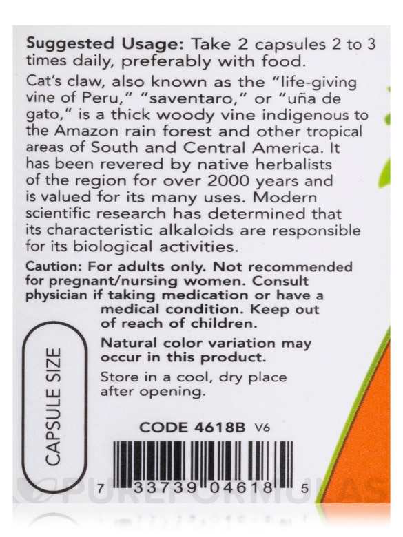Cat's Claw 500 mg - 100 Capsules - Alternate View 4